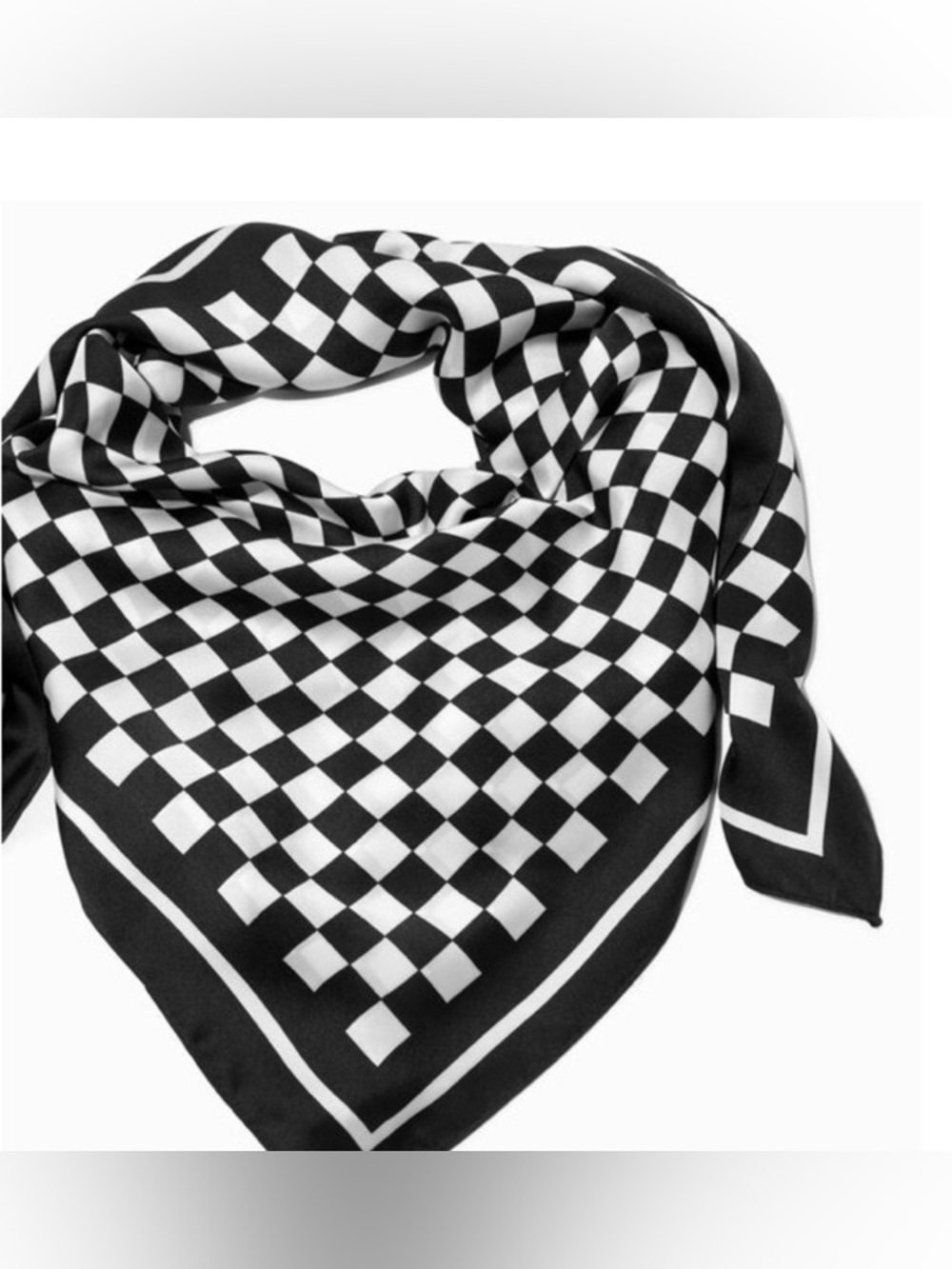 NEW Icing Black & White Checkerboard Square Scarf Timeless Classic Barbiecore